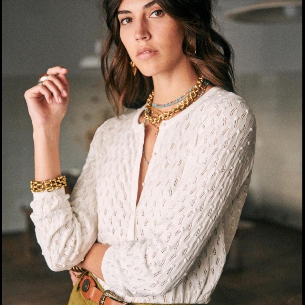 EUC Sezane Ecru Philippe Jumper/Cardigan - Size S